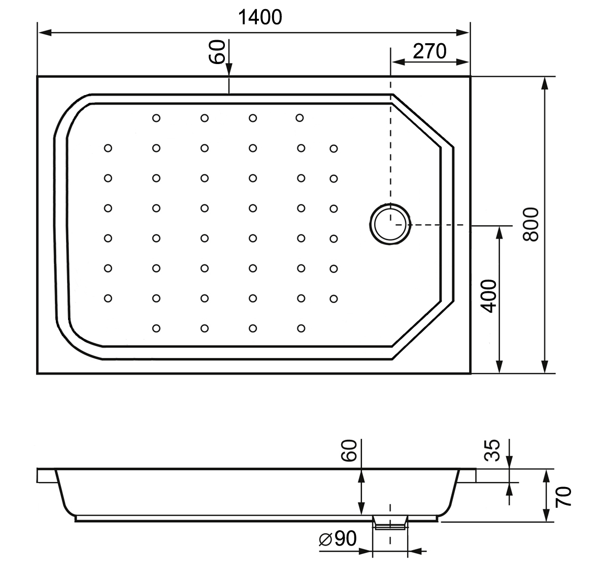 Поддон для душа RGW Style-PR 80x140