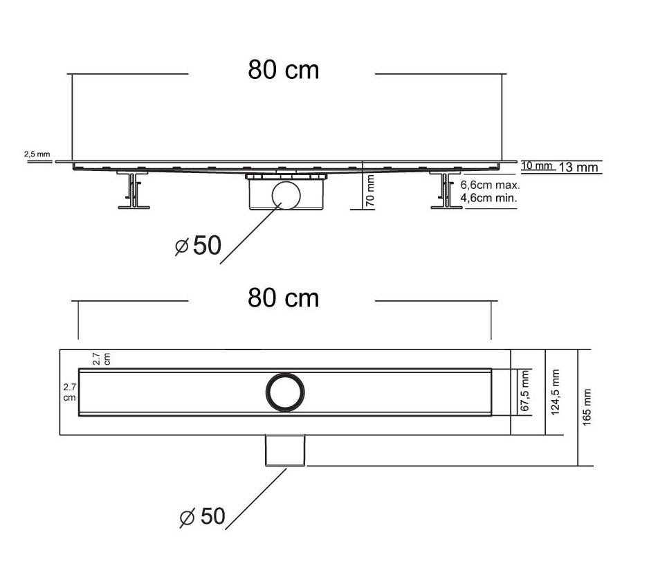 Душевой лоток Vincea Say Optima-S SAY.603.80.S.U 80 см, хром