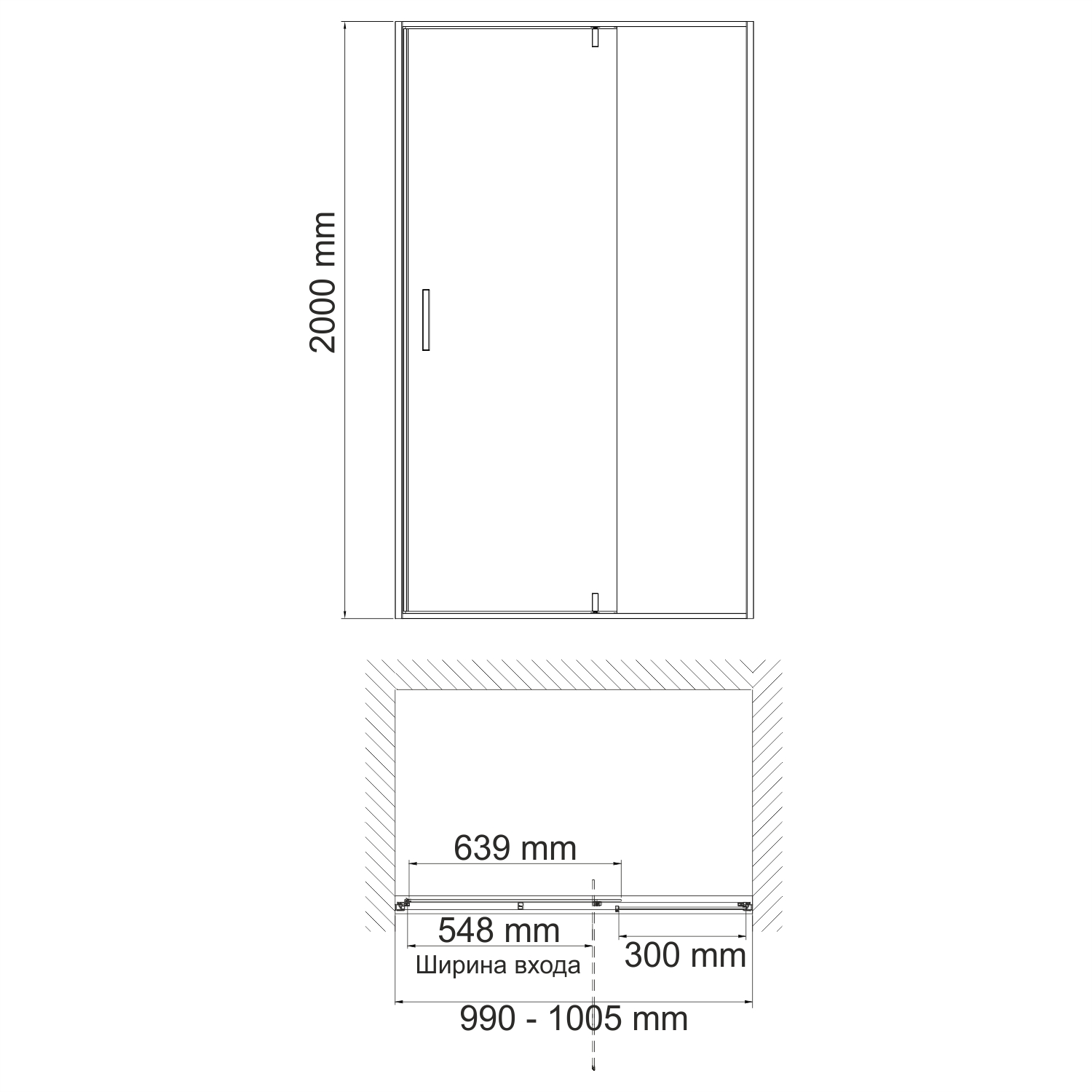 Душевая дверь WasserKRAFT Aisch 55P12 100x200 матовое золото