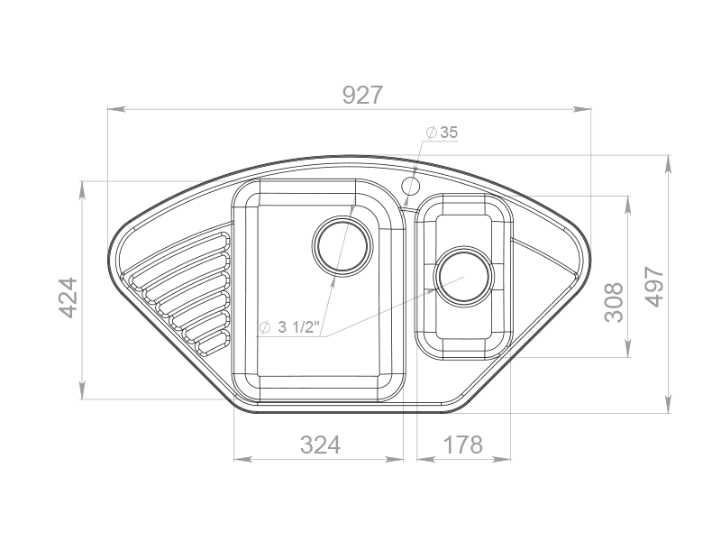 Кухонная мойка GranFest Quarz GF-Z14 93 см серый