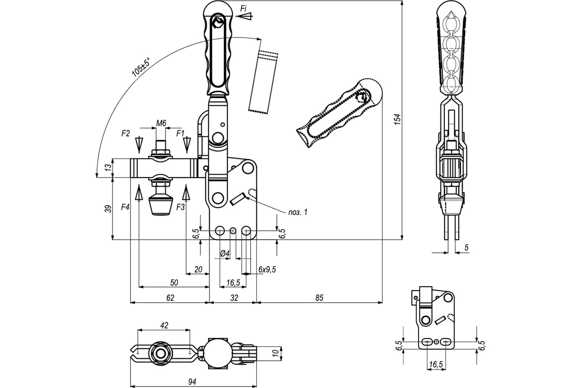 Прижим механический вертикальный KUKAMET B212-2