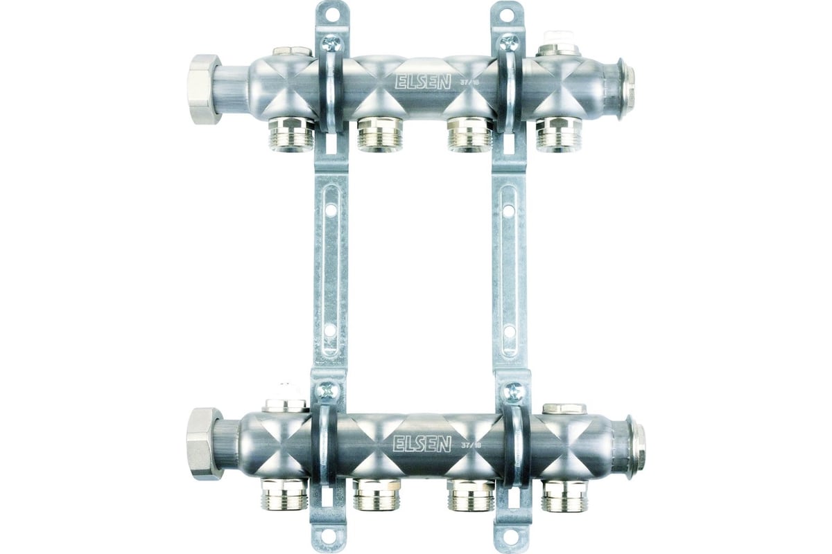 Коллекторная группа ELSEN 1", 6 контуров, размер отвода-3/4", нержавеющая сталь EMi01.06