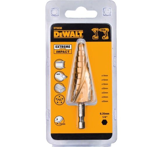 Сверло ступенчатое EXTREME IMPACT,14-25 мм DeWalt DT5030