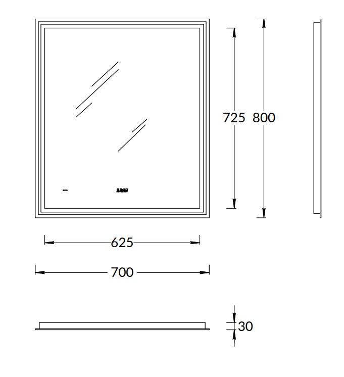 Зеркало Kerama Marazzi Tecno 70x80 TE.mi.70 с подсветкой, антипар