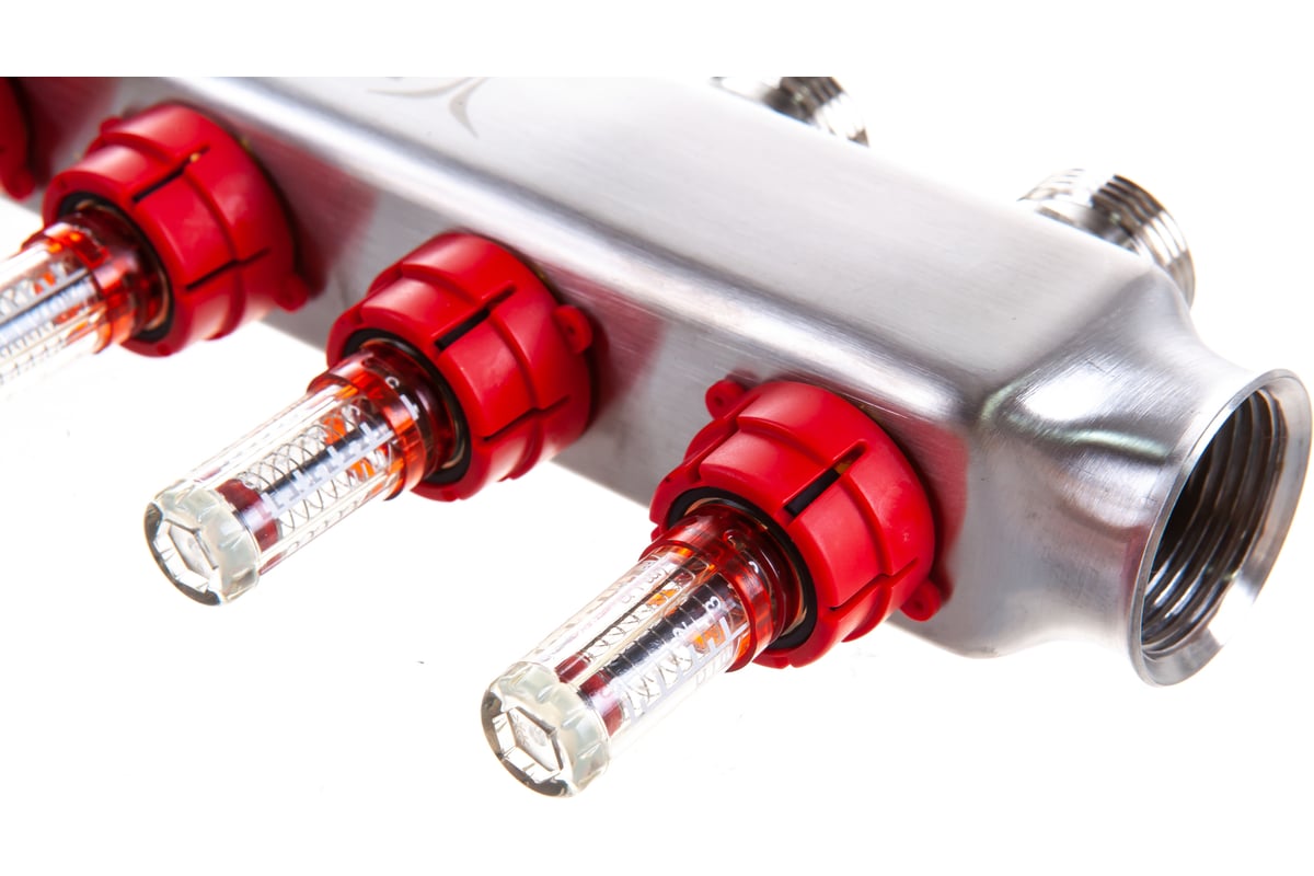 Коллекторный блок с расходомерами PRO AQUA 4 выхода, 280 мм, 1 x 3/4 V500MB.04b