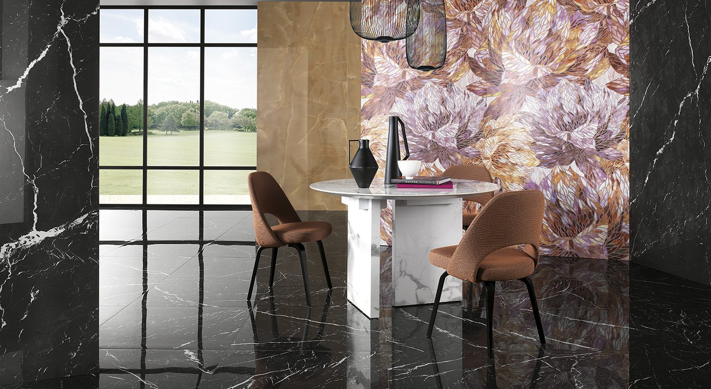 Керамогранит Fap Ceramiche Roma Gold Nero Elegante Brillante 120x278 см, fPZQ