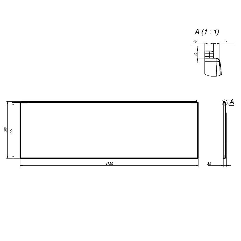 Фронтальная панель Am.Pm X-Joy W94A-175-075W-P 175 см