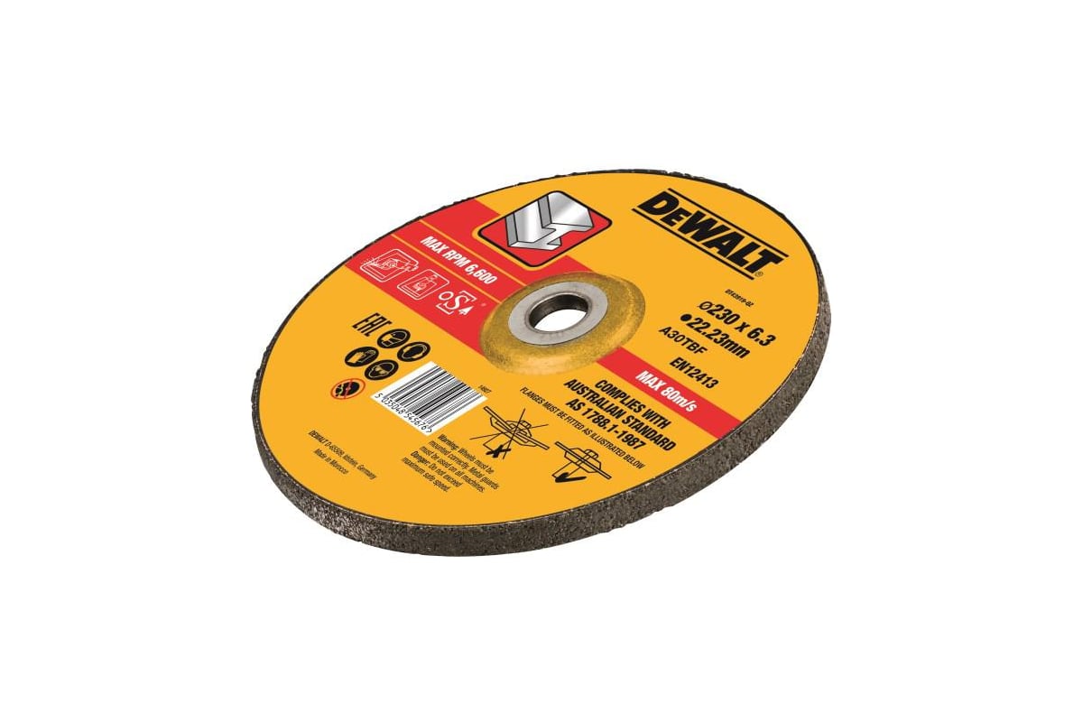 Круг обдирочный по металлу (230x22.2x6 мм, тип 27) DeWalt DT43919