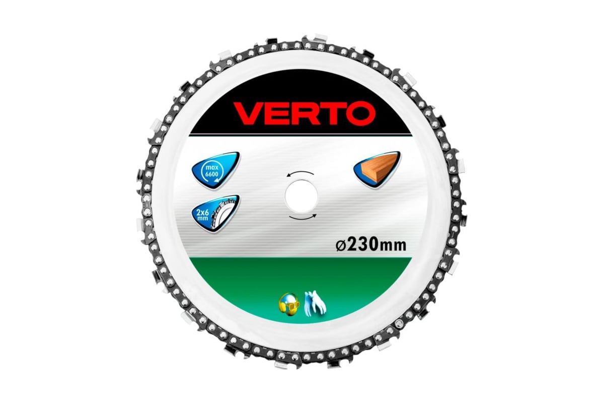 Диск отрезной цепной по дереву (230x22.2 мм) для УШМ Verto 61H199
