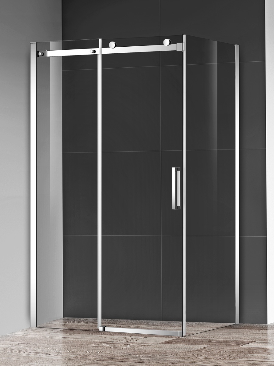 Душевая дверь AQUAme AQM4201F-10 100x195, прозрачное, хром