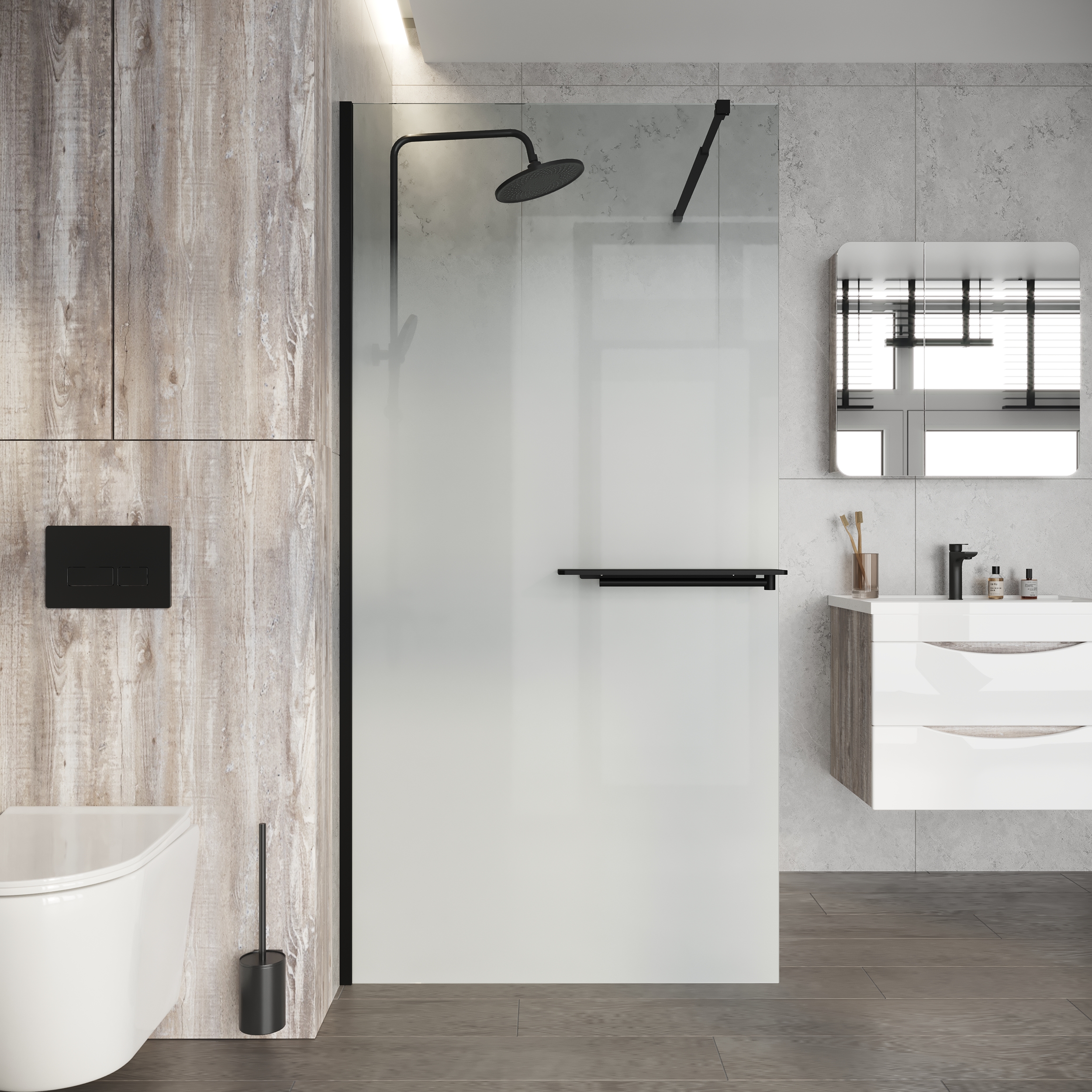 Душевая перегородка Niagara Nova NG-582-12BLACK 120x200 белый градиент, профиль черный матовый