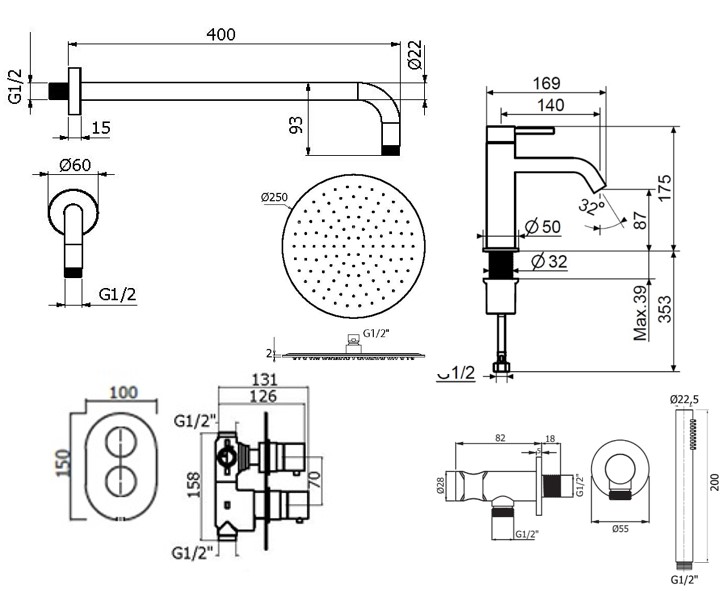 Душевой набор Plumberia IXO KITXOT1853