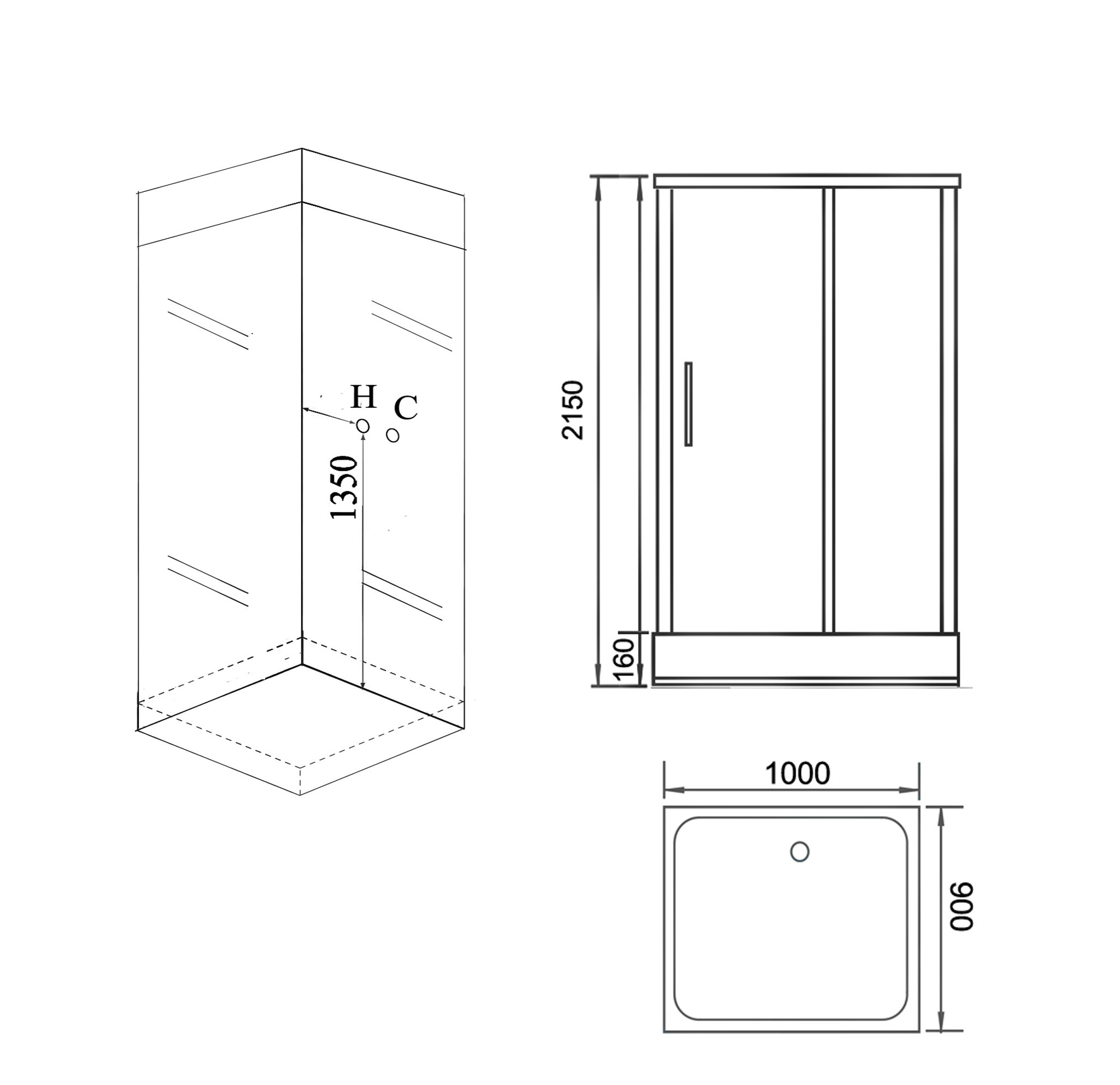 Душевая кабина Grossman GR266 100x90, черный