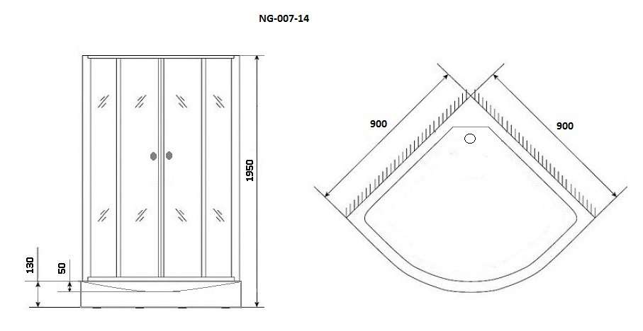 Душевой уголок Niagara NG-007 BLACK 90x90 с рисунком, черный