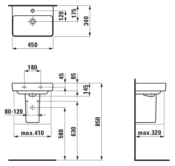 Раковина-мини Laufen Pro S 45x34 8.1596.1.000.104.1