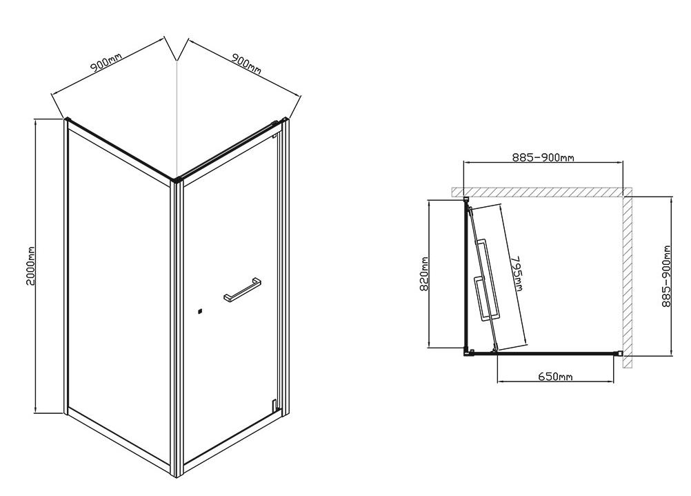 Душевой уголок Vincea Stile VSS-2ST9090CLB-L 90x90 черный, прозрачный, левый