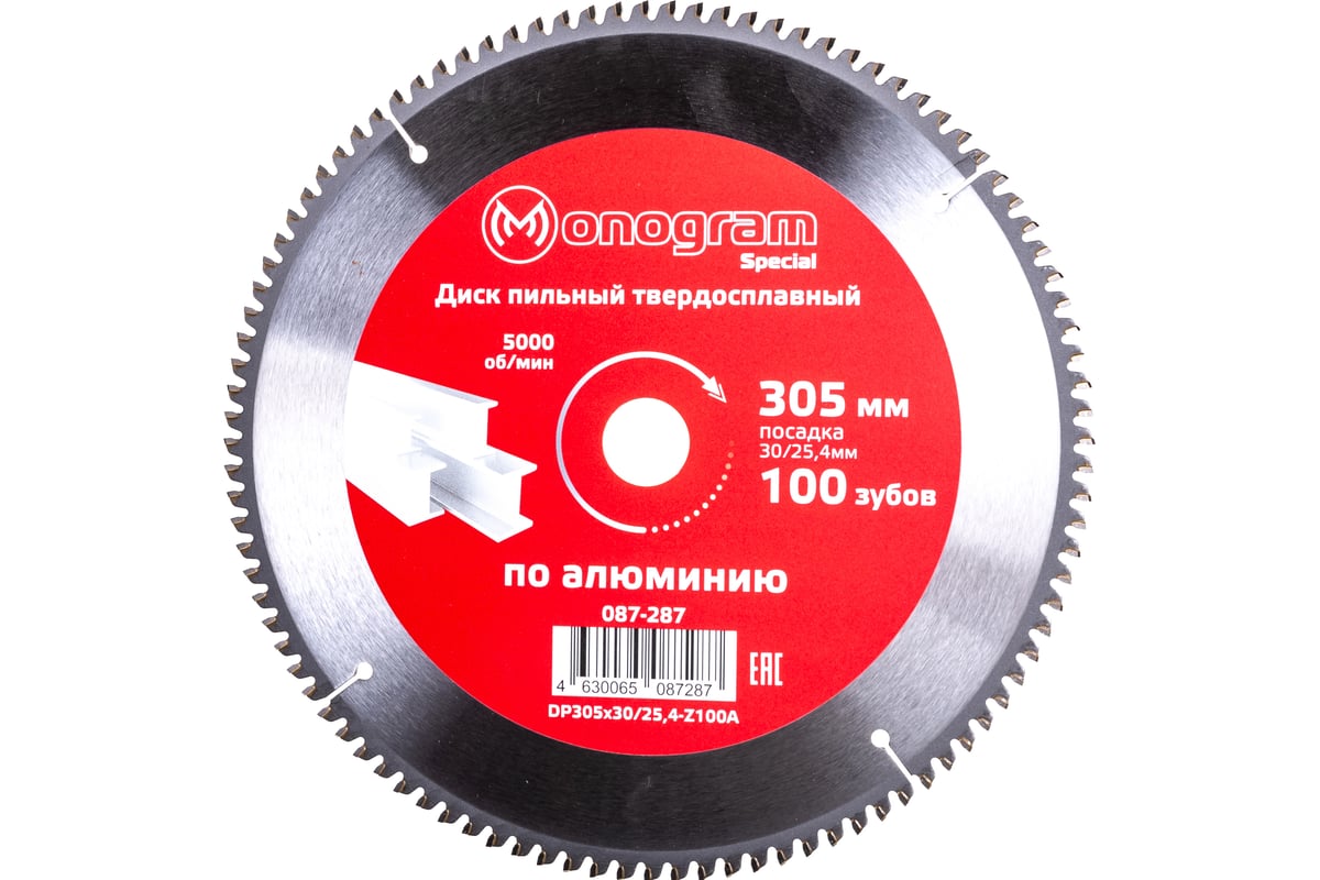 Диск пильный твердосплавный Special (305х30/25.4 мм; 100 зубов) MONOGRAM 087-287