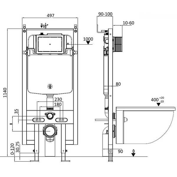 Комплект Weltwasser 10000010466 унитаз Gelbach 041 GL-WT + инсталляция + кнопка Amberg RD-CR