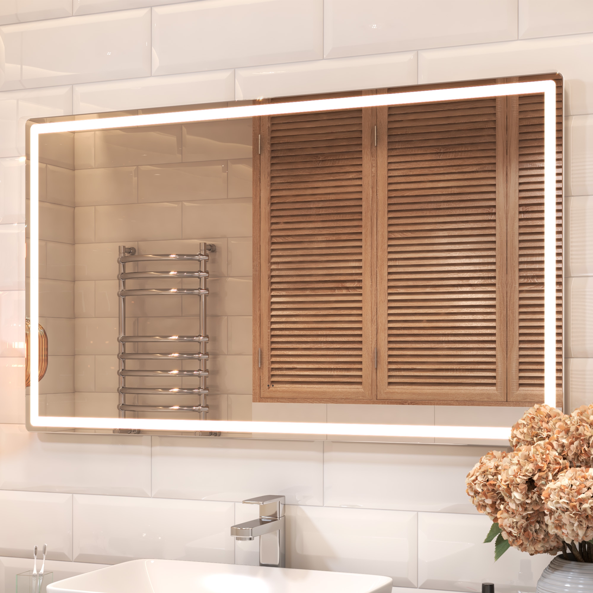 Зеркало Vigo Geometry Comfort 120 см с подсветкой, антипар
