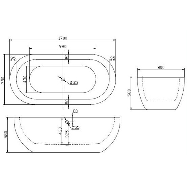 Акриловая ванна BelBagno BB13-1700 170x79 см