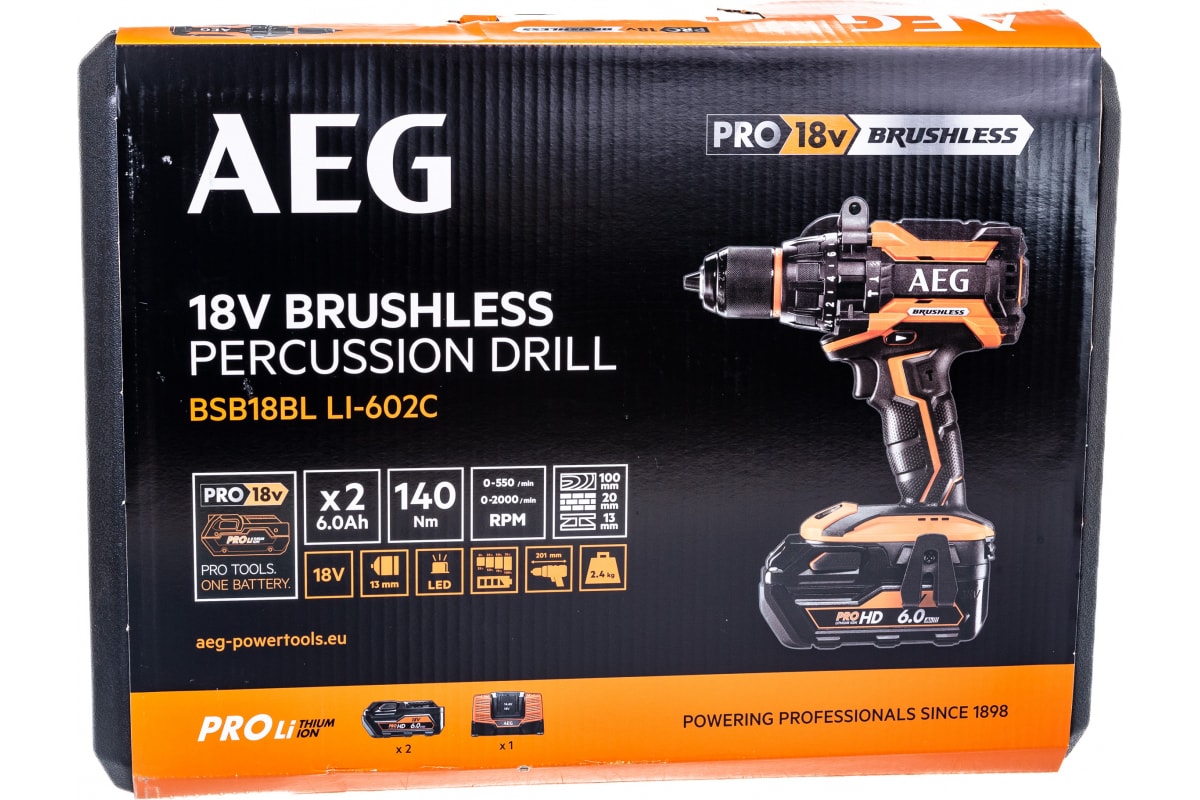 Бесщеточная ударная дрель-шуруповерт AEG BSB18BL LI-602C 4935464100