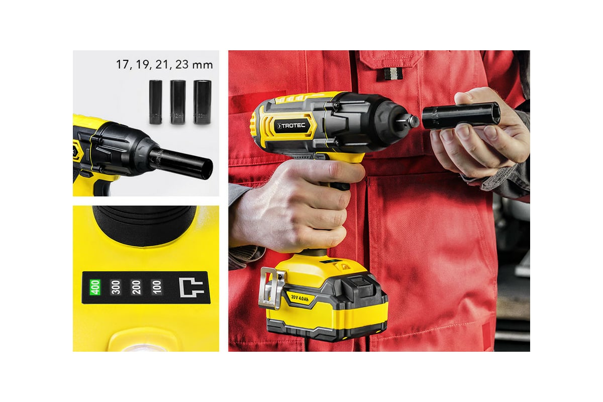 Аккумуляторный ударный гайковерт Trotec PIWS 10-20V 4410000651