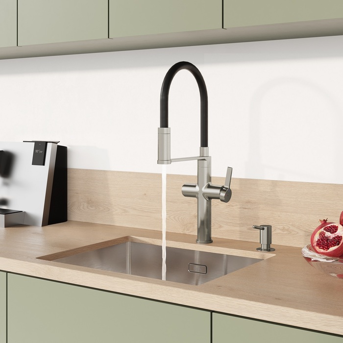 Смеситель для кухни Iddis Ikon фильтр, гибкий излив, хром