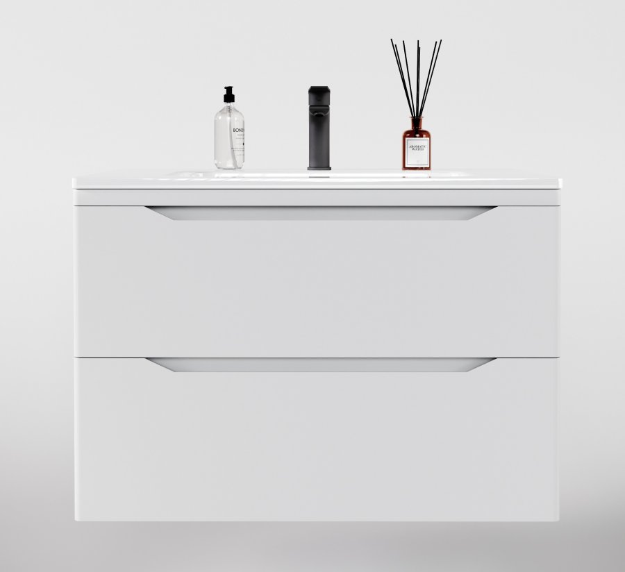 Тумба с раковиной Style Line Марелла Люкс Plus 80 см подвесная, белый матовый