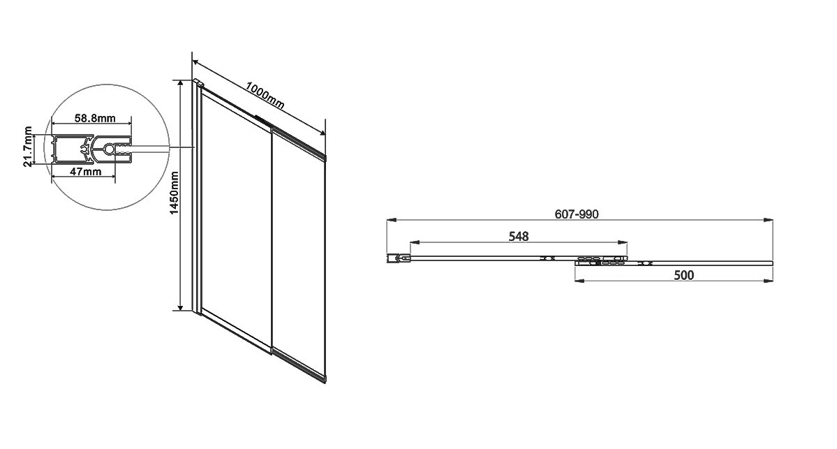 Шторка для ванны Vincea VSB-1E100CL 100x140 хром, прозрачное