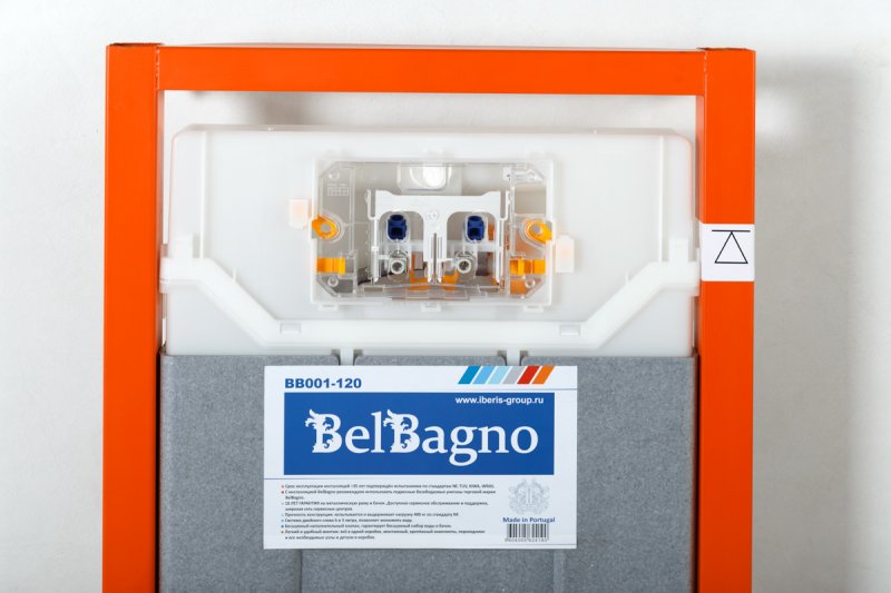 Инсталляция для унитаза BelBagno BB001-120/BB005-PR-CHROME с кнопкой, хром
