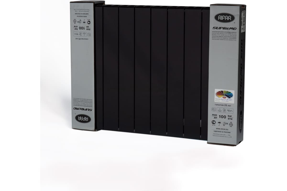 Радиатор Rifar SUPReMO 500x10 секц НП прав VR Антрацит RIFAR S500-10VR/9005