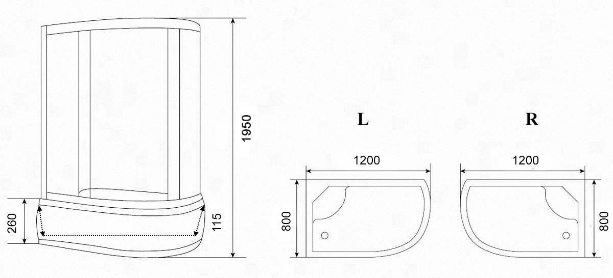 Душевой уголок Parly ZFM1201R 120x80 матовый, хром, с поддоном R