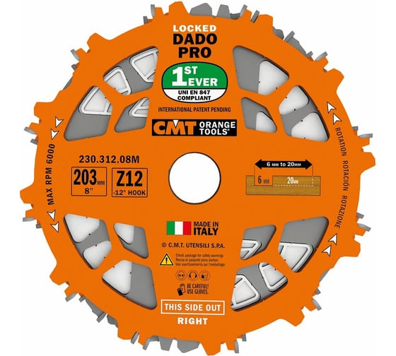 Диск пильный для пазов (2 шт; 203x30 мм; ATB+FLAT; Z=12) CMT 230.312.08M