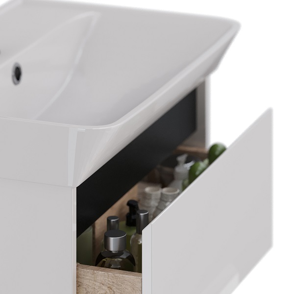 Мебель для ванной Lemark Combi 60 см белый глянец/черный
