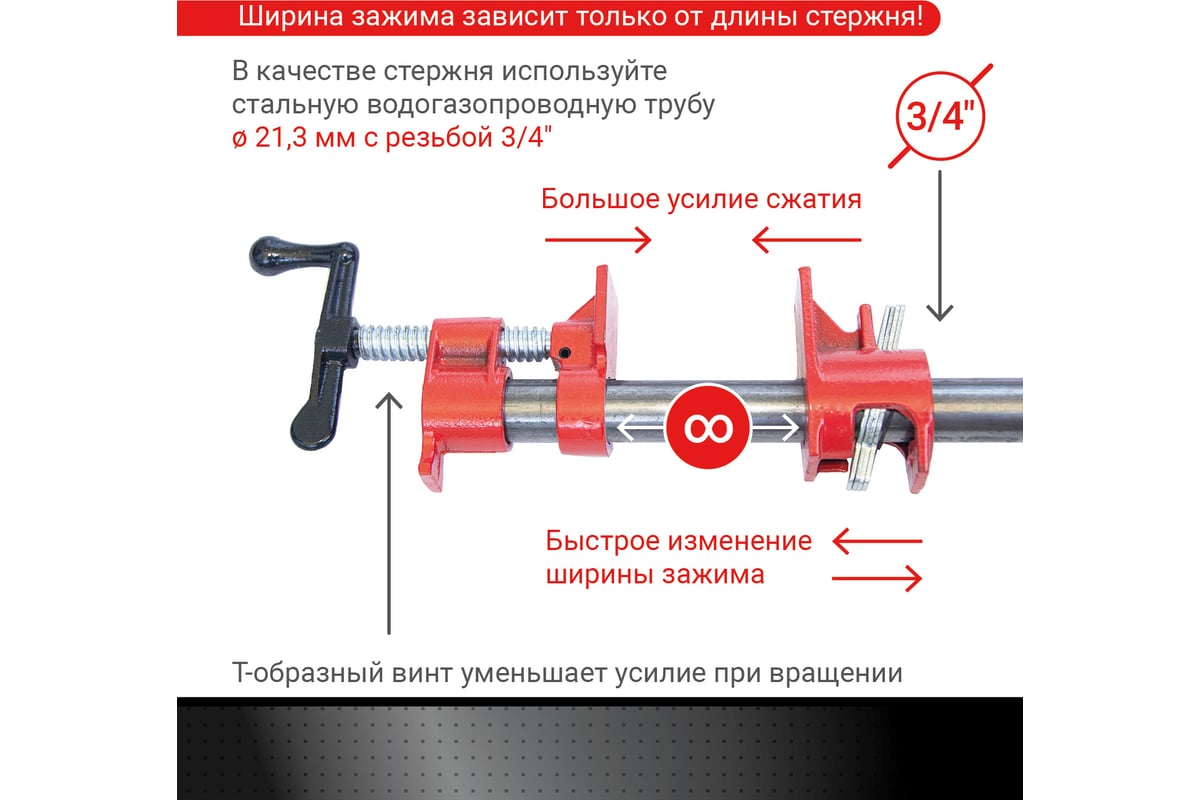 Трубная струбцина VIRA 3/4" 203134