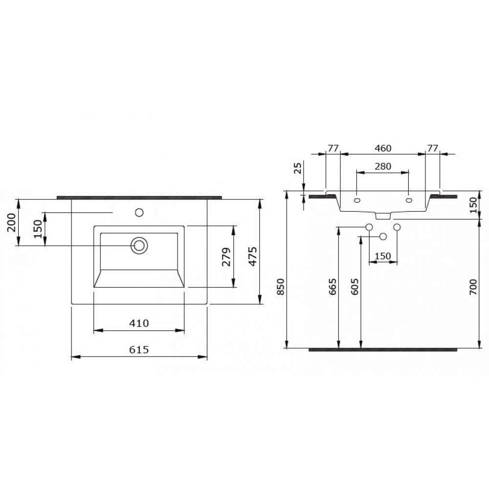 Раковина Bocchi Milano 1161-001-0126 61 см