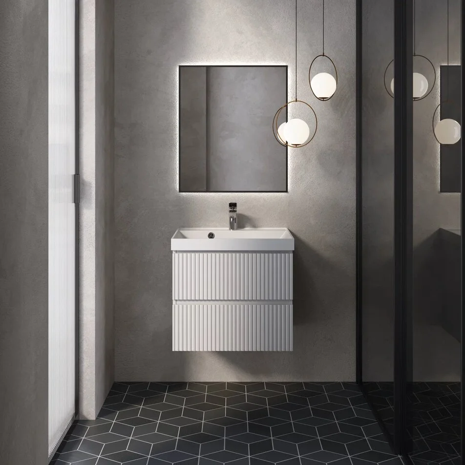 Тумба с раковиной AQUAme S1 60 см белый глянец