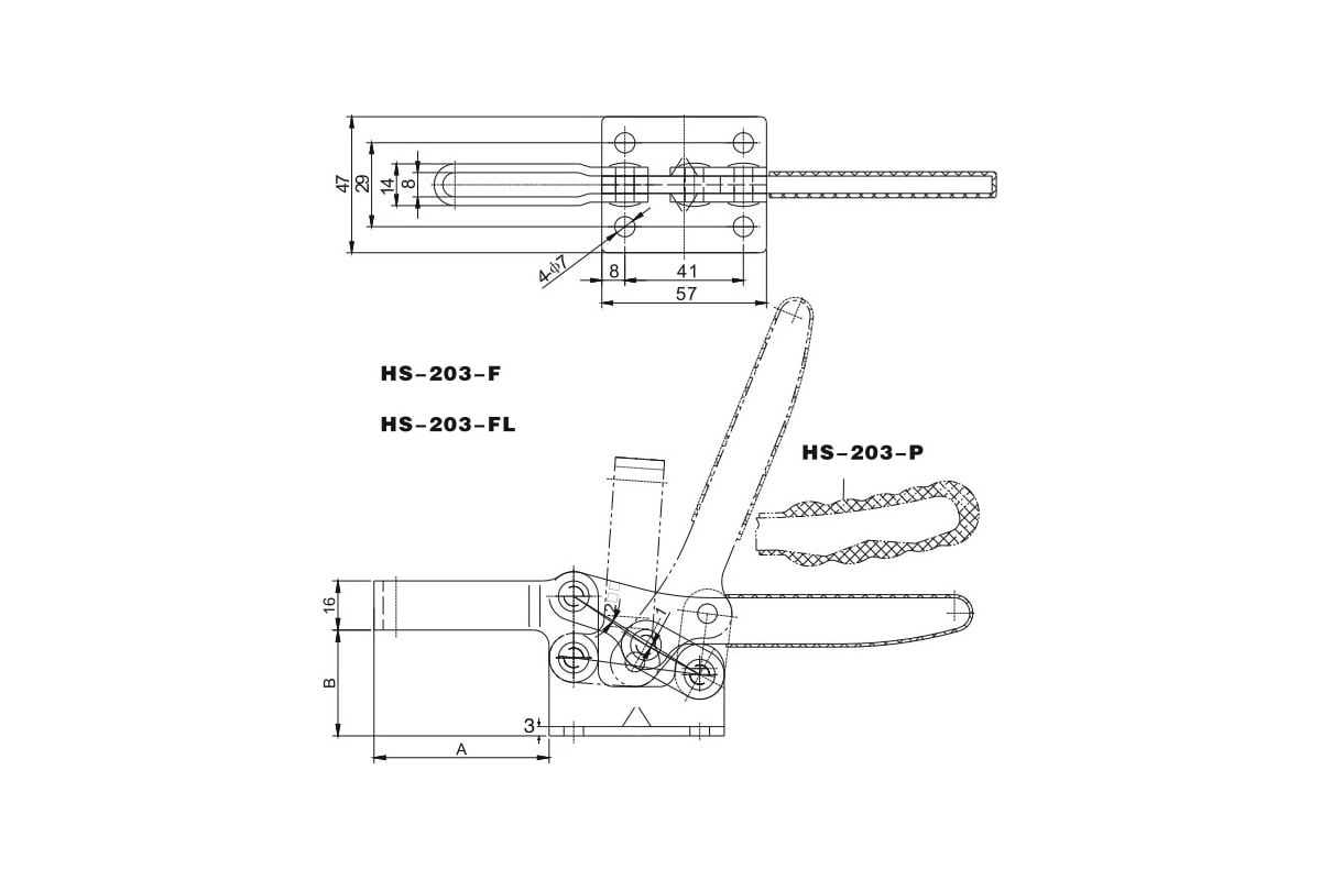 Механический зажим HS CLAMP HS-203-FL