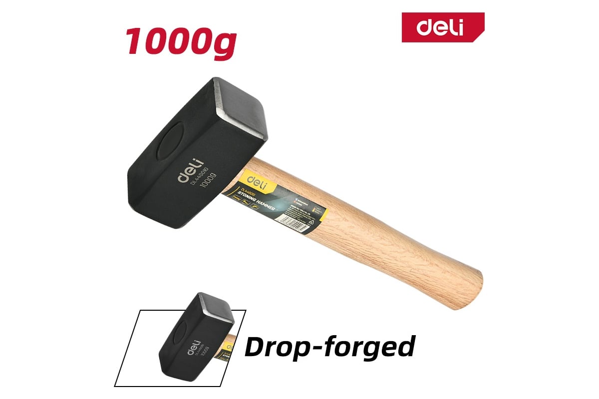 Кувалда Deli DL448010 1000 гр, деревянная рукоять 167397