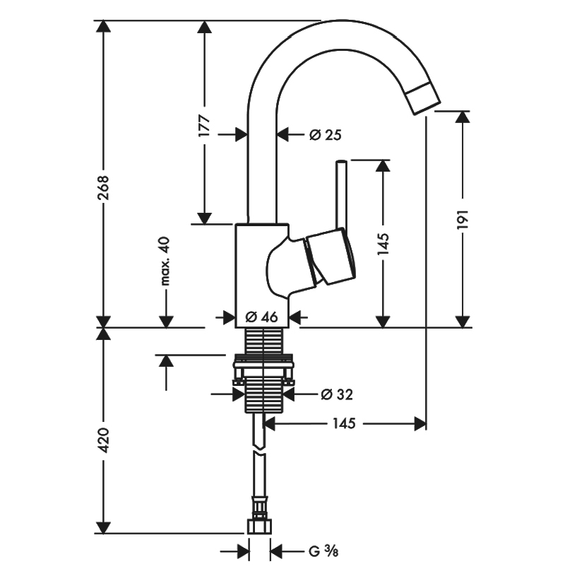 Смеситель для раковины Hansgrohe Talis S 32070000