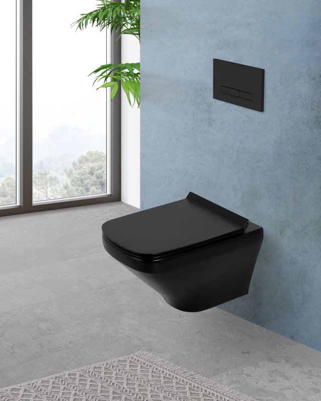 Подвесной унитаз Belbagno Sela BB3201CHR-MB, безободковый, матовый черный