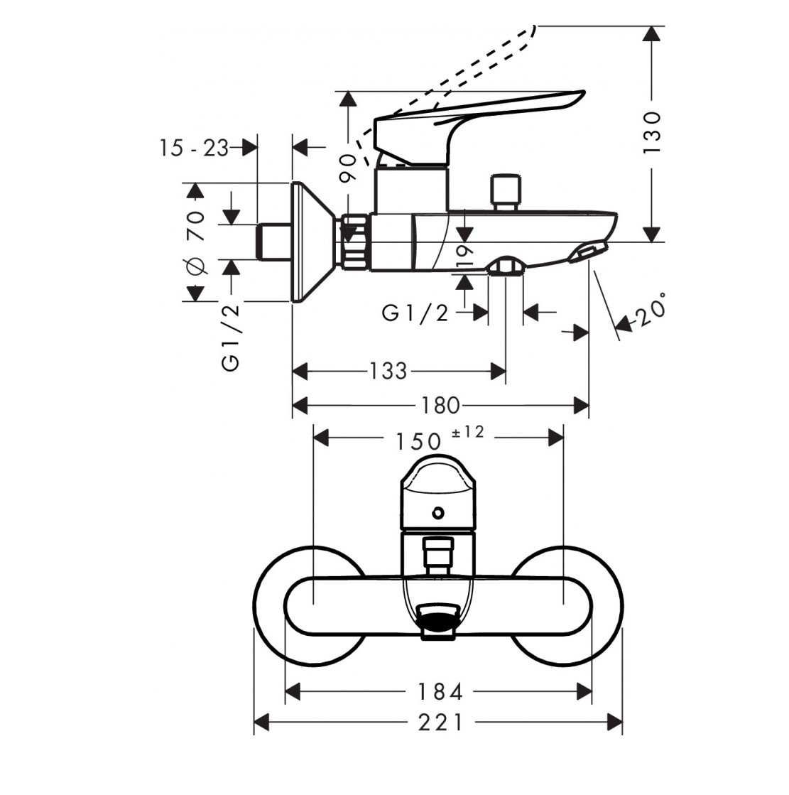 Душевой набор Hansgrohe Logis E SetLogisE100C (71178000+71415000+26532400)