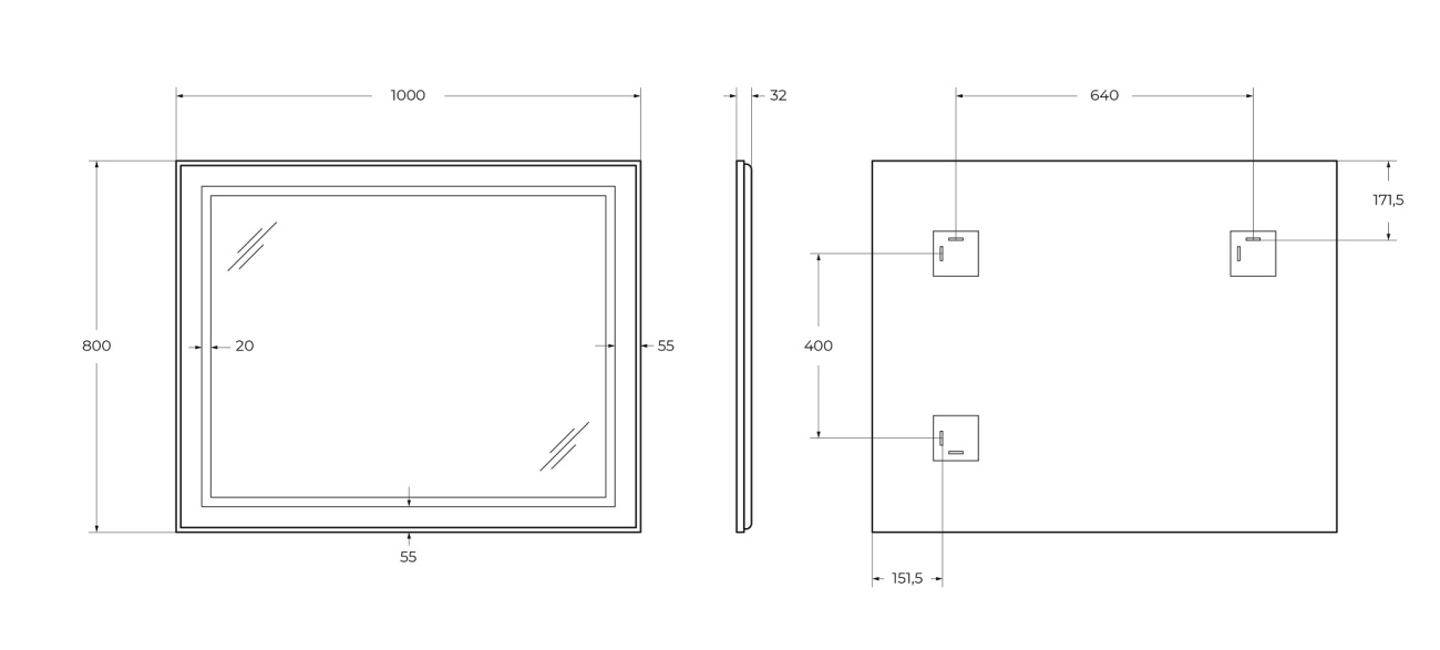 Зеркало BelBagno SPC-KRAFT-1000-800-SENS-NERO 100x80 см сенсорный выключатель, черный