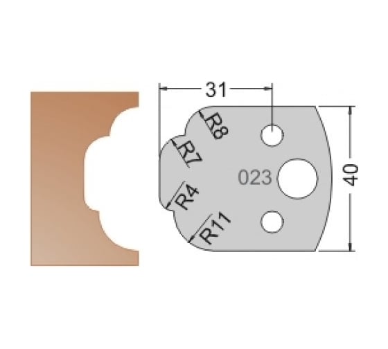 Нож мультисистема HSS профиль облако R7 40x20x4 мм Dimar 3302340