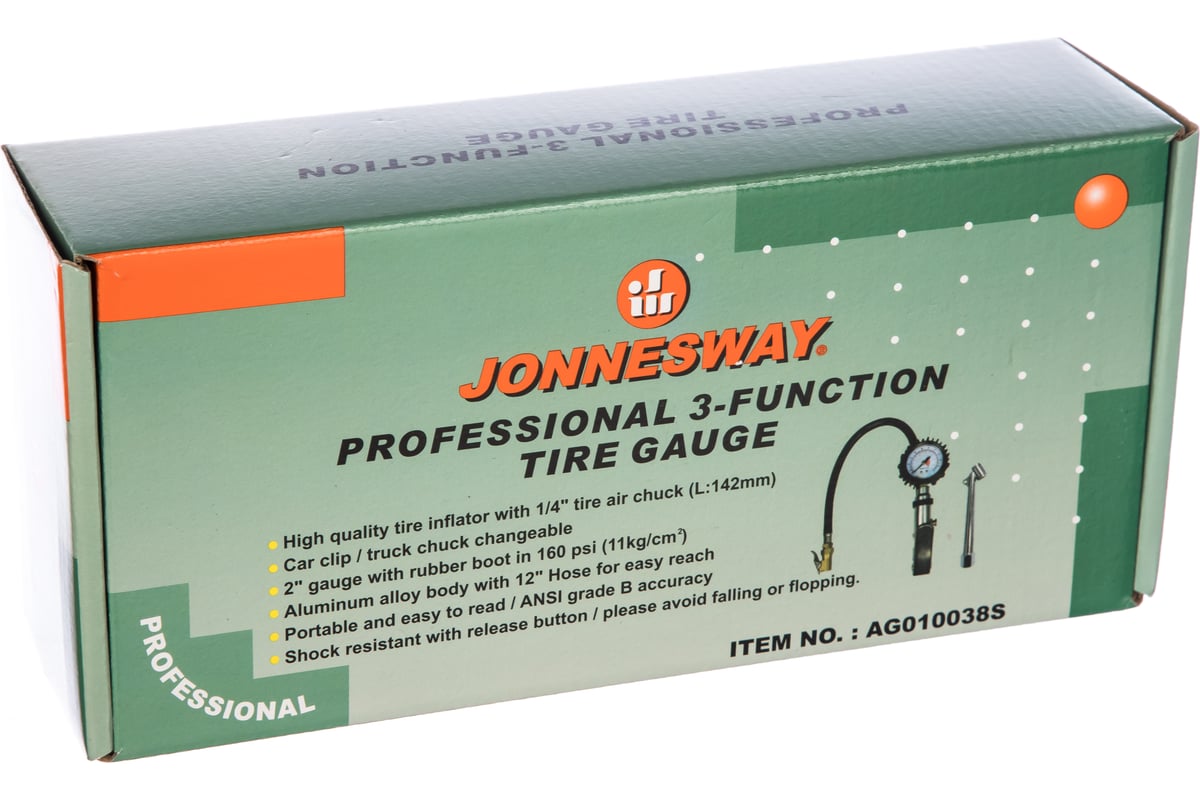 Трехфункциональный манометр для шин, шланг 300мм Jonnesway AG010038S 49467