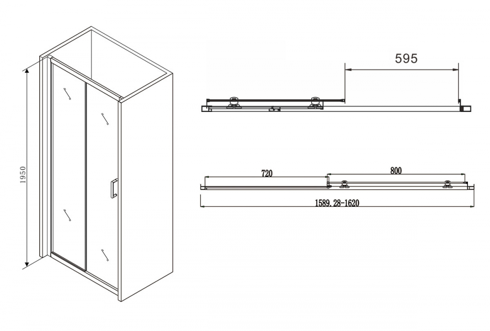 Душевая дверь Abber Schwarzer Diamant 160x195 AG30160B профиль черный