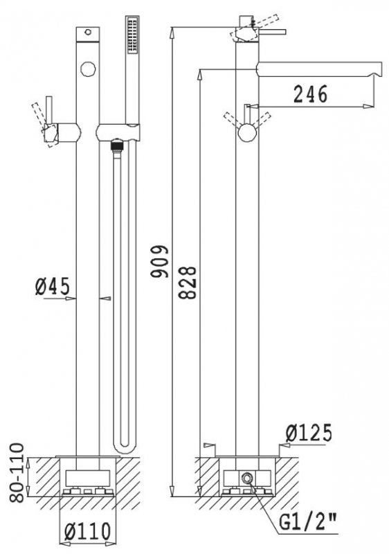 Напольный смеситель Cezares Leaf CZR-B-VDP-03 золото