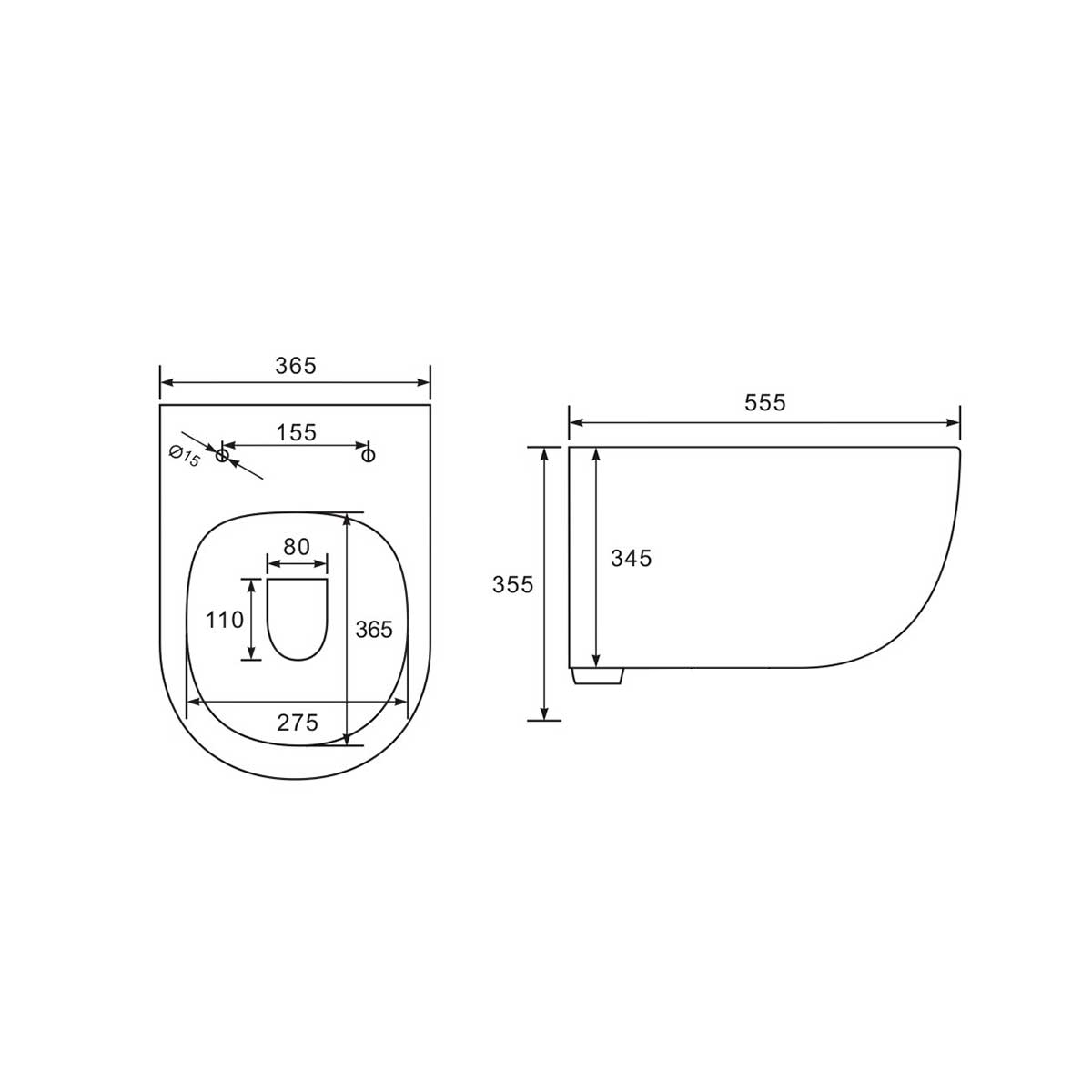 Подвесной унитаз Vincea Evo VT1-34MB 555x365x355 безободковый, матовый черный