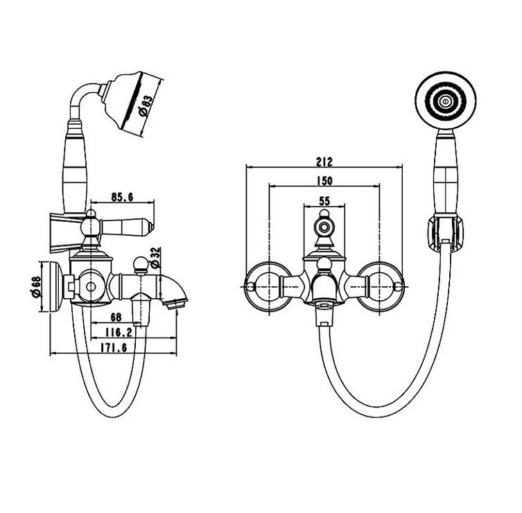 Смеситель для ванны Bravat Art F675109U-B1-RUS бронза