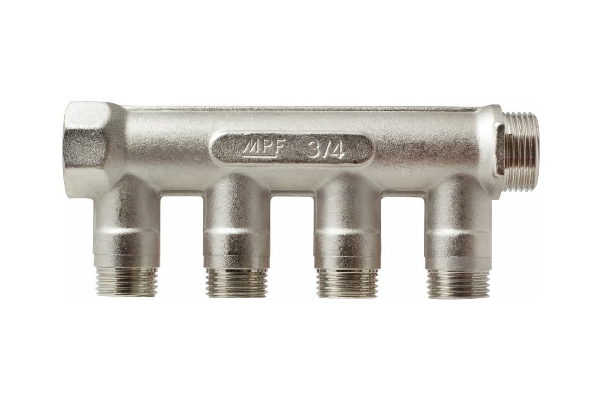 Коллектор с отсекающими кранами MPF 4 выхода х3/4" х1/2" наружная резьба ИС.071073